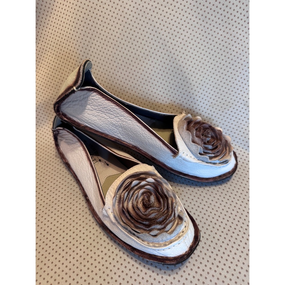 Spring Step L'Artiste Dezi Leather Rose Flats Natural Cream Brown Loafers 42